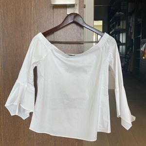 Off the shoulder white shirt